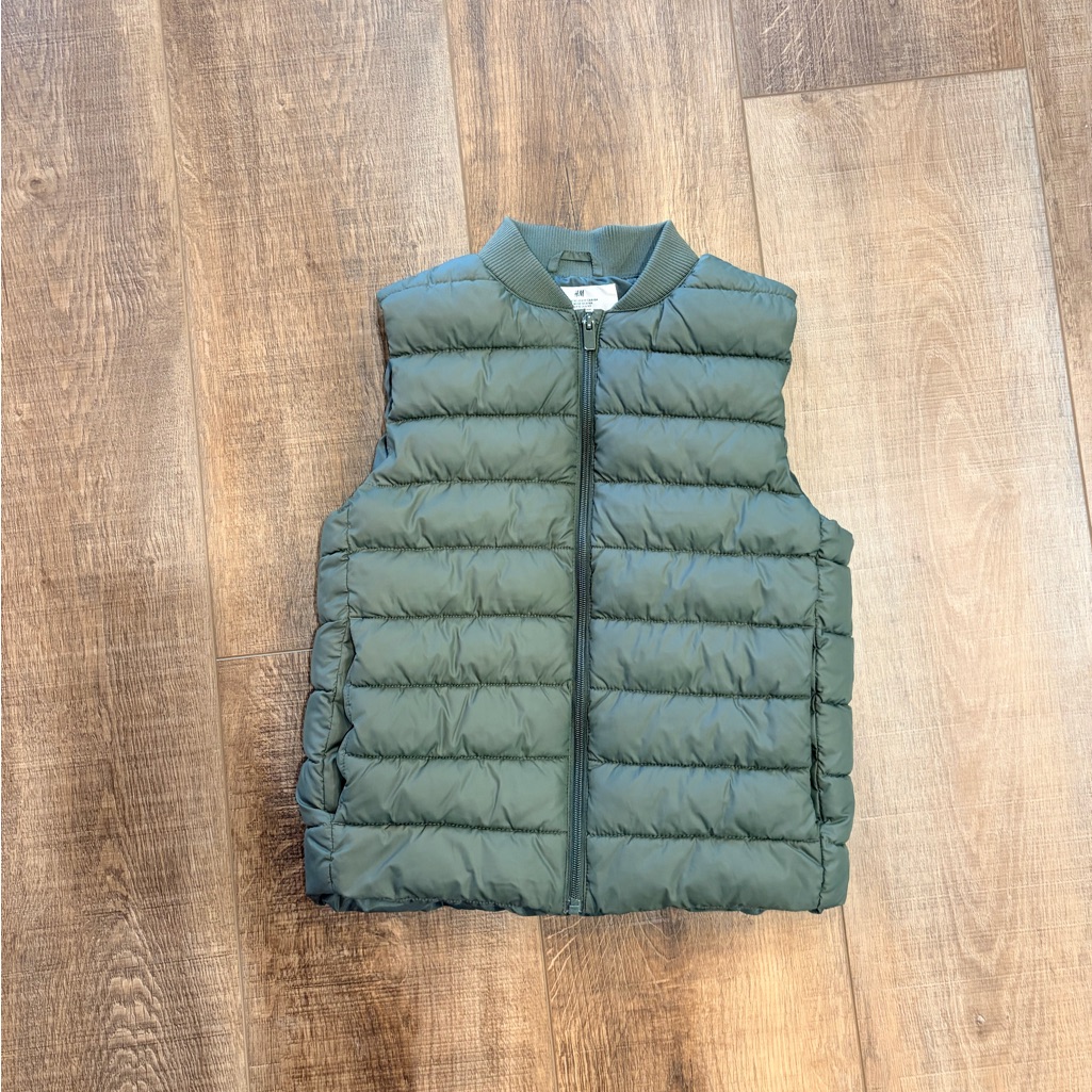 H&M Quilted Puffer Vest In Olive Green